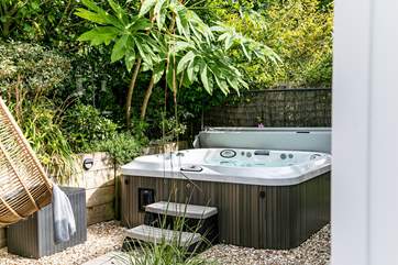 Sink into the fabulous bubbles of the hot tub.