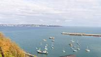 Looking out across the water in the direction of Torquay, Exmouth and the Jurassic coastline beyond. You can see for miles and miles on a clear day.