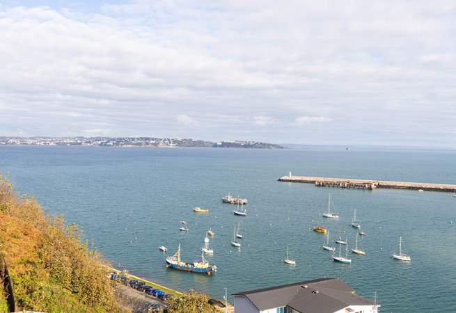 Looking out across the water in the direction of Torquay, Exmouth and the Jurassic coastline beyond. You can see for miles and miles on a clear day.