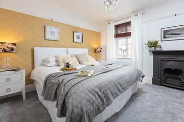This beautiful bedroom offers a fabulous place for a good night's sleep.