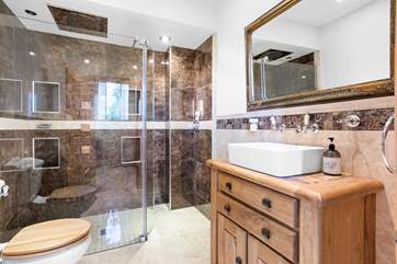 The super swish shower-room with rainfall shower on the first floor between bedrooms one and two.