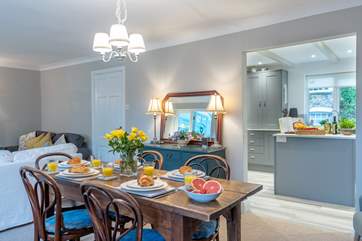 Beautiful reclaimed furniture marries seamlessly with contemporary furnishings here.