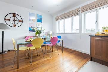 The open plan living-room is double-aspect, making it wonderfully light and airy.