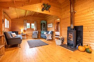 This cosy lodge has a fabulous wood-burner to keep you warm at any time of year.