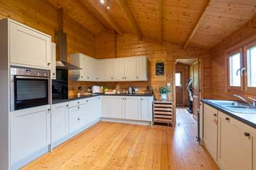 The sleek kitchen has everything you will need to cook up a holiday feast.