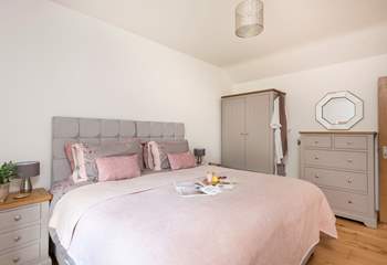 Calming pastel shades in the second bedroom.