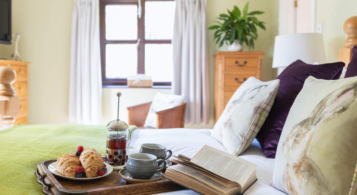 Start as you mean to go on. Relaxing in this beautiful bedroom is the best way to start the day.