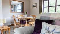 The living area offers a second spot to dine in. 