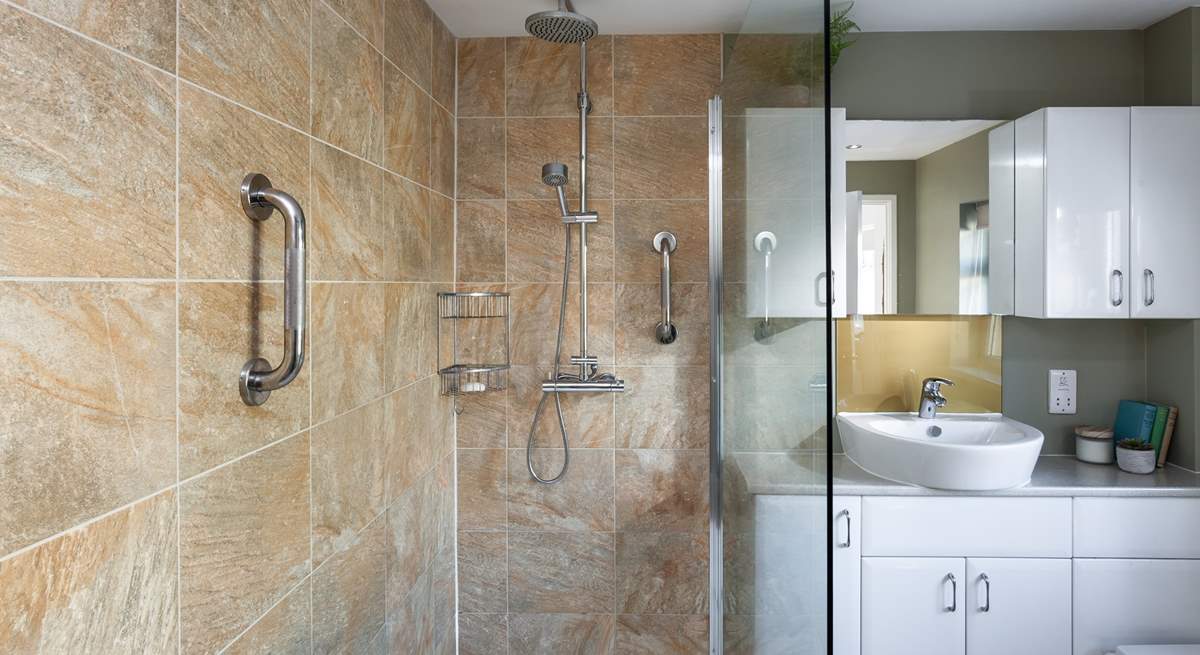 The family shower-room has a luscious walk-in shower. 