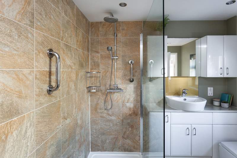 The family shower-room has a luscious walk-in shower. 