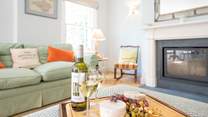 Wine and dine with the fire crackling in the background. 