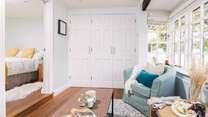 There's plenty of room to hang your belongings in the built-in wardrobes.
