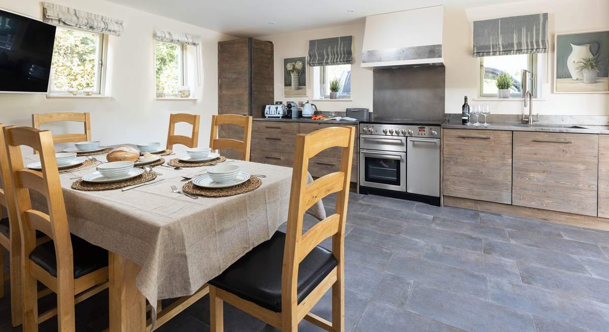 Feasting together is such a pleasure in this glorious kitchen/dining area.