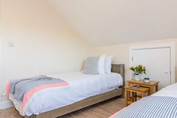 The sweet twin bedroom looks out over the moorland, please watch your step up into this bedroom (Bedroom 4).