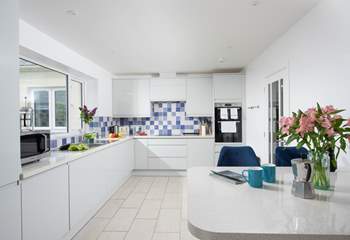 The kitchen is large, and fantastically equipped.