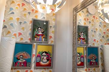 Beautiful decorative prints in the cloakroom.