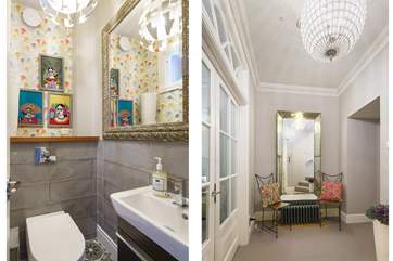 Fabulous hallway and colourful cloakroom.