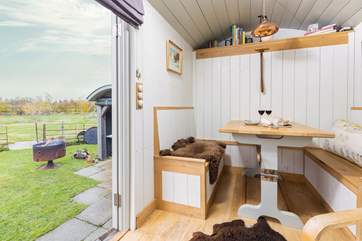 The bed so easily converts in to a dining-area.
