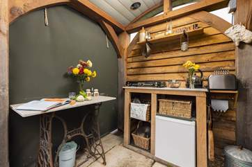 Enjoy an outside cooking experience.