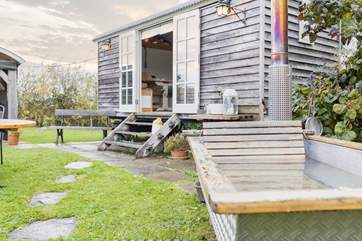 Soak in your fabulous wood-fired hot tub.