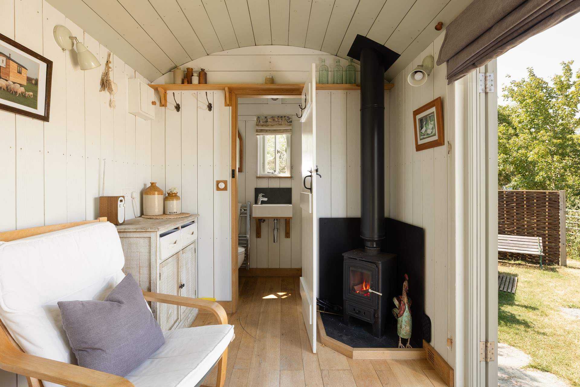 You'll find the sleek shower-room just beyond the kitchen.