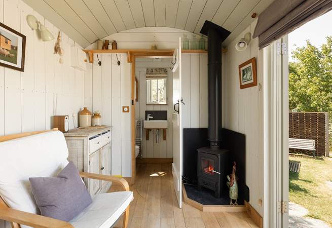 You'll find the sleek shower-room just beyond the kitchen.