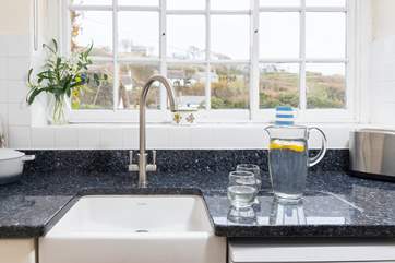 Enjoy views over the village and the sea from the kitchen window.