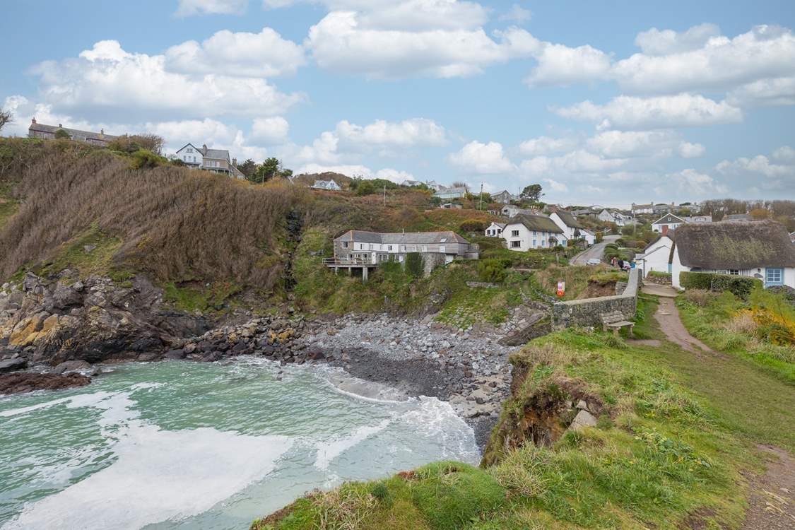 Looking back at Pink Cottage (in the middle of the image), what a location.