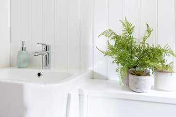 The bathroom is newly refurbished.