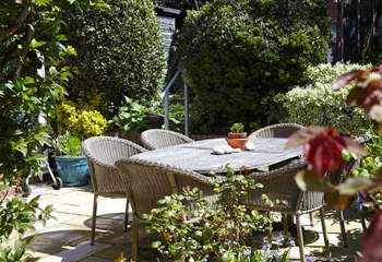 Enjoy the seating area in the garden.