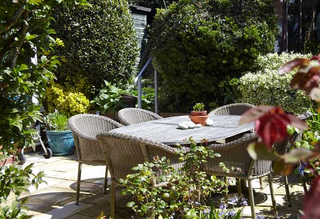Enjoy the seating area in the garden.