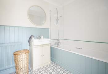 The family bathroom on the first floor, perfect for a relaxing soak. 