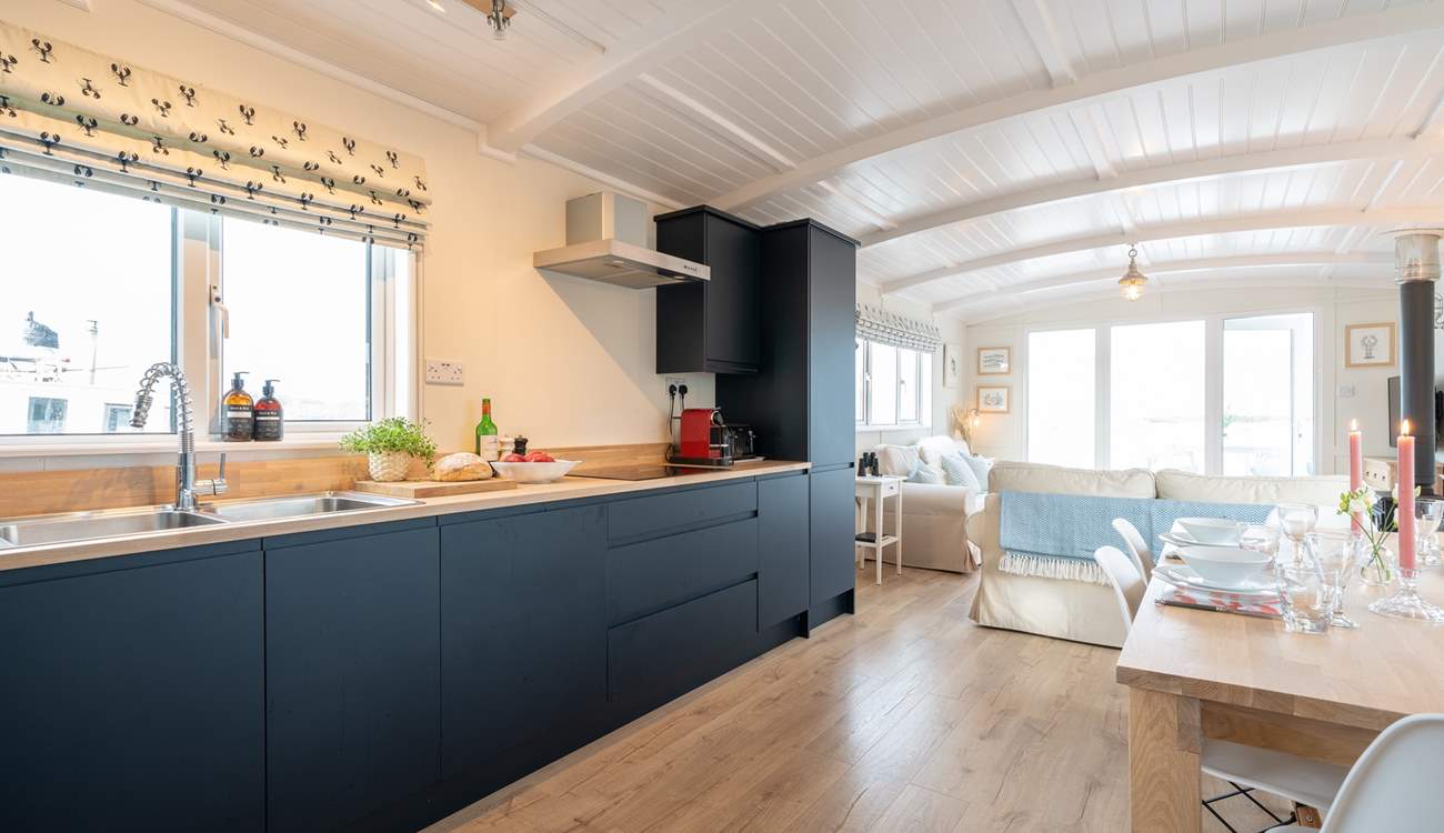 The super sleek kitchen has everything you need to cook up a holiday feast.