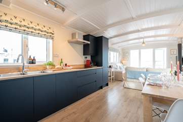 The super sleek kitchen has everything you need to cook up a holiday feast.
