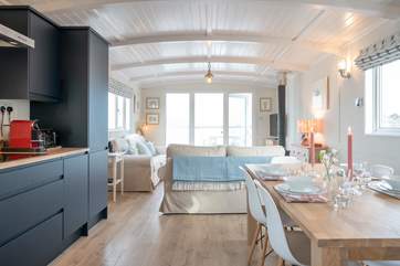 Guests can chat with the chef from the sociable dining-table.