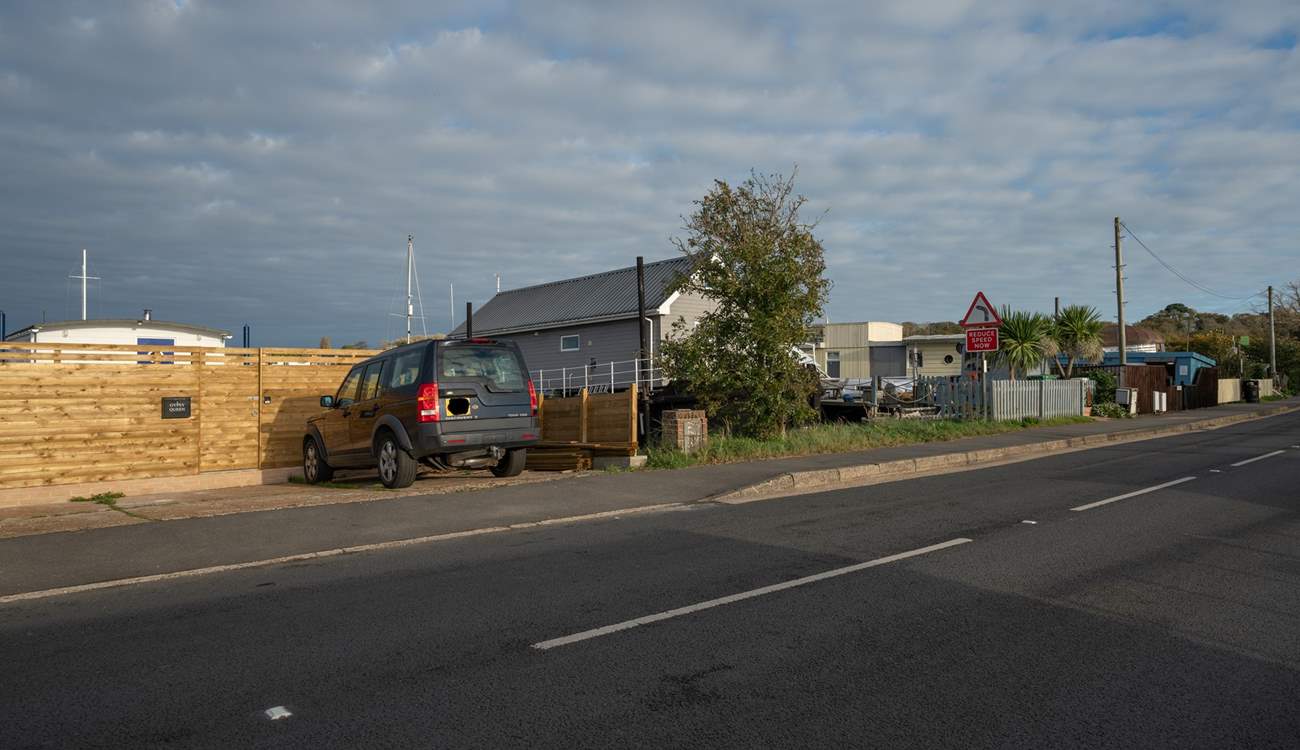 The private parking area for Oystercatcher. Please note there is a step up leading into Oystercatcher.