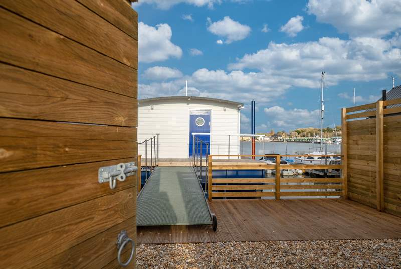 From the two private parking spaces, Oystercatcher can be found through the wooden gate.