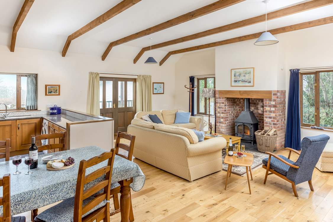 The large open plan living space at Orchard Cottage is just wonderful. 