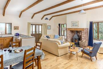 The large open plan living space at Orchard Cottage is just wonderful.
