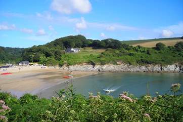Sandy Maenporth is accessed via a footpath and takes about 40 minutes - there is a beach cafe and the Cove Restaurant.