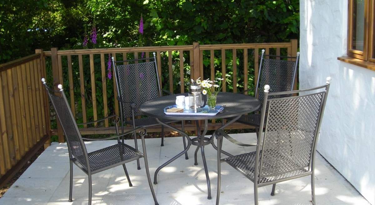 Your private decking has views over the fields. 