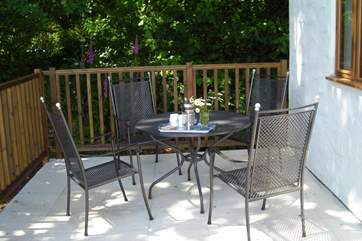 Your private decking has views over the fields.