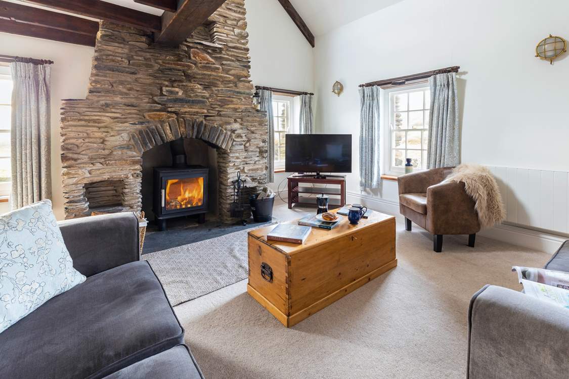 The fabulous wood-burner will keep you toasty during cooler months.