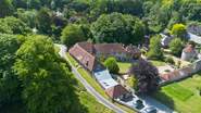 An aerial view of Quebec Barn and its beautiful surroundings.