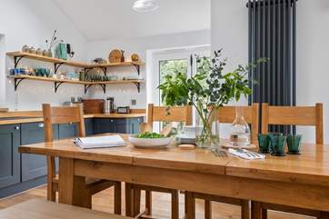 The kitchen and living space is lovely and light.