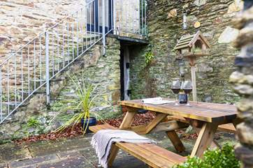 Even on a wintery day, your walled courtyard looks inviting.