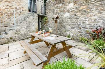 Step outside of the kitchen, and you will arrive at the top of these stone steps. Please take care when using the steps, as may prove slippy following rain.