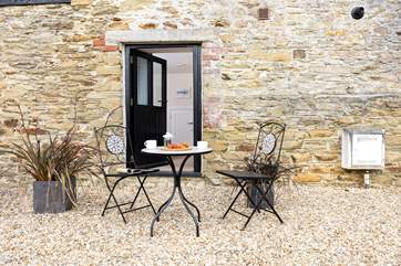 You are welcome to enjoy a different vantage point from the sitting-area outside of the front of The Hayloft.