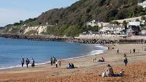 Ventnor beach is a popular place for sunbathing and swimming. 