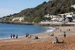 Ventnor beach is a popular place for sunbathing and swimming. 